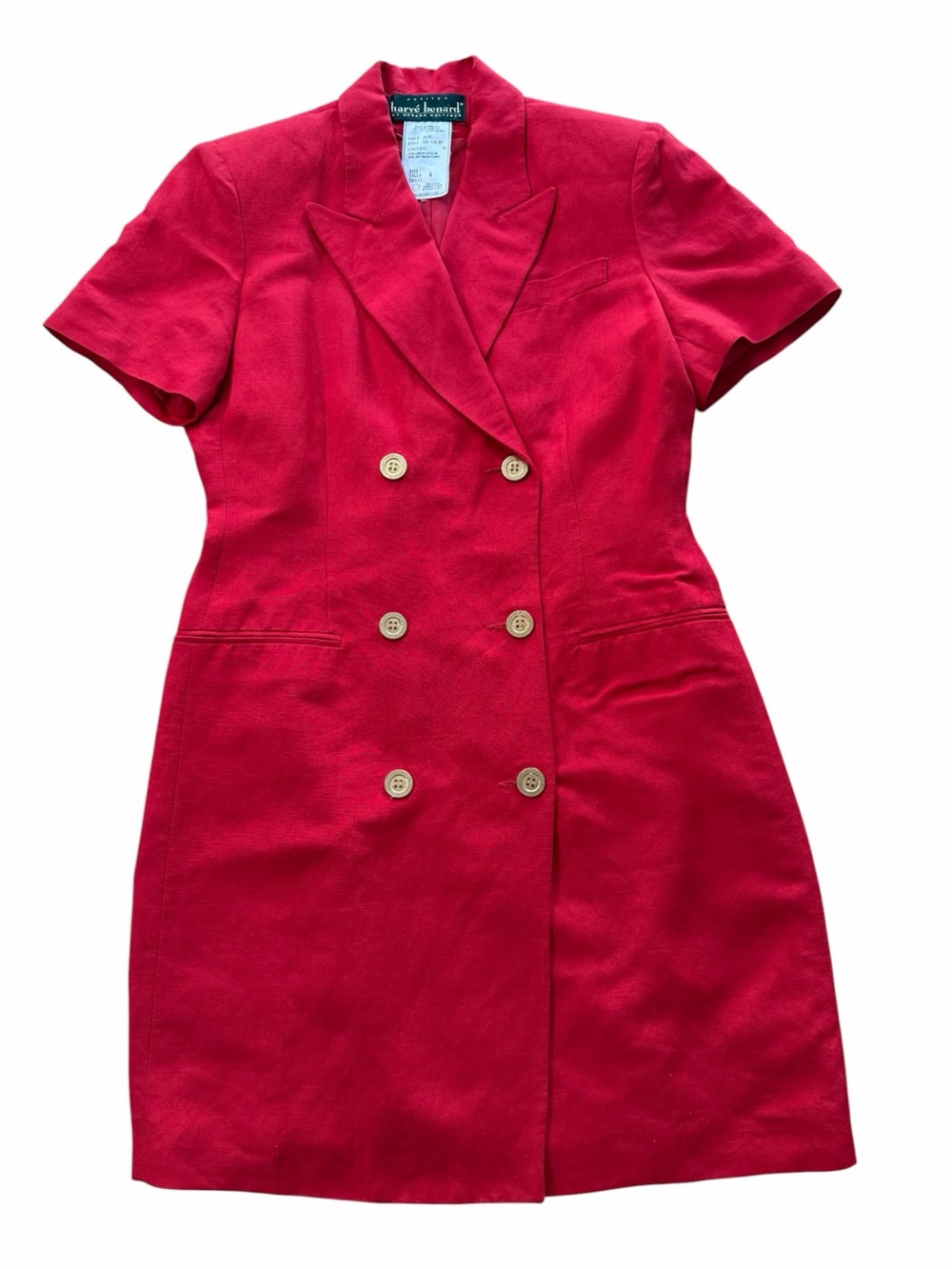 Harve Benard Vintage Red Double-Breasted Short-Sleeve Blazer Dress